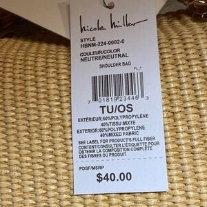 Nicole Miller Neutral Woven Shoulder Bag